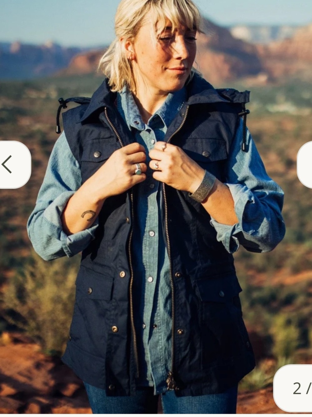 Outback Trading Co - Athena - Sleeveless Southwest Print Hood Waterproof Vest